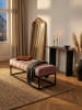 KADIMA DESIGN Sitzbank Samt 108x40x40 cm Flur Polsterbank mit Metallgestell in Rosa
