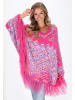 IZIA Women Poncho in pink multicolor