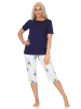 NORMANN Schlafanzug kurzarm Pyjama floraler Print Jersey - 85004 in marine