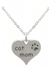 Gemshine Kette mit Anhänger CAT MOM Herz in silver coloured