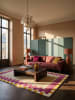 KADIMA DESIGN Teppich Wolle Handgetuftet WENSUM Geometrisches Muster Wohnzimmer in Rosa-Gelb