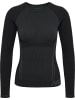 Hummel Hummel T-Shirt Hmlte Multisport Damen Schnelltrocknend Nahtlosen in BLACK/ASPHALT MELANGE