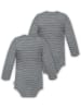 Normani Outdoor Sports 2er Pack Doppelpack Baby-Body Merino Wickelbody in Grau gestreift