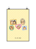 Mr. & Mrs. Panda Poster Igel Familie ohne Spruch in Gelb Pastell
