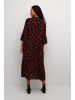 Kaffe Kleid KAamber A-shape in Black_Red Flower Print