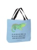 Mr. & Mrs. Panda Tote Bag Krokodil mit Spruch in Blau Pastell