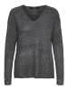 Vero Moda Strickpullover V-Ausschnitt Langarm Sweater VMCREWLEFILE in Grau