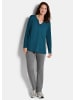 GOLDNER Blusenshirt Elegantes Chiffonshirt mit Jersey-Details in petrol