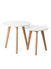 home24 home24 Beistelltisch-Set 2-teilig aus MDF & massiver Eiche in Matt Weiß, 50 x 45 x 50 cm in Matt Weiß