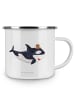Mr. & Mrs. Panda Emaille Tasse Orca Zylinder ohne Spruch in Weiß
