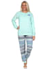 NORMANN Frottee langarm Schlafanzug Pyjama Streifen - 80661 in blau