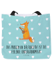 Mr. & Mrs. Panda Damen Schultertasche Fuchs Gitarre mit Spruch in Türkis Pastell