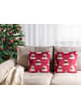 Beliani 2er-Set Dekokissen GOLDSPRUCE in Rot/Gold/Weiß