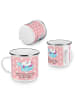 Mr. & Mrs. Panda Camping Emaille Tasse Einhorn Verliebt mit Spruch in Rot Pastell