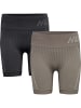 Hummel Hummel Tight Shorts Hmlte Multisport Damen Dehnbarem Schnelltrocknend Nahtlosen in BLACK/CHATEAU GREY