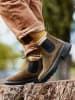 Blundstone Chelsea Boot "#2496 Dark Olive Waxed Suede (Kids)" in Braun