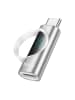 HOCO Adapter Typ C (männlich) auf iPhone-Anschluss mit Display 3A 60W in Silber