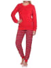 NORMANN Frottee langarm Schlafanzug Bündchen Pyjama - 82621 in rot