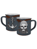 Geda Labels Tasse Sailor Skull Emaille-Optik in Grau - 400 ml