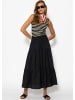 SASSYCLASSY Glänzender Maxi Volantrock in Schwarz