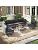 COSTWAY 7 tlg. PE-Rattan Gartenmöbel Set mit Kissen in Grau