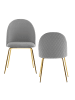 KADIMA DESIGN Design Esszimmerstuhl 2er Set Samt Gepolstert, Küchenstuhl Stoff in Grau