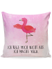 Mr. & Mrs. Panda Dekokissen Flamingo Yoga mit Spruch in Aquarell Pink