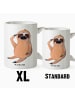 Mr. & Mrs. Panda XL Tasse Faultier Vogel ohne Spruch in Weiß