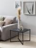 SalesFever Couchtisch 50x50 cm Glasplatte Marmoroptik & Metallgestell in Schwarz