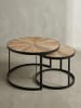KADIMA DESIGN Design Couchtisch 2er Set Massivholz Satztisch Rund in Mango