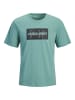 JACK & JONES Junior T-Shirt Rundhals Print JJCOLE MNI in mineral blue
