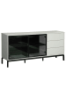home24 home24 Sideboard aus Holzwerkstoff mit Front & Korpus aus Glas Schwarz / Kaschmir und Gestell in Schwarz (40 x 160 x 76 cm) in Schwarz