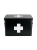 Present Time Erste Hilfe Kasten aus Metall in Schwarz, (B) 19 x (H) 21 x (L) 31,5 cm
