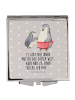Mr. & Mrs. Panda Klappbarer Spiegel Pinguin mit Kind mit Spruch in Grau Pastell