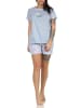 NORMANN Shorty Schlafanzug Pyjama kurzarm Blümchen Design - 62809 in blau