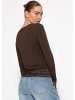 SASSYCLASSY Langarmshirt mit Spitze und Kaschmiranteil in Braun