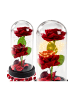 Wisam® Ewige 2 Rosen Glaskuppel LED Rot 21 cm Deko