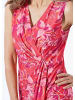 GOLDNER Kurzgröße:  Wickelkleid mit Raffungen, V-Ausschnitt in pink / mandarine / geblümt