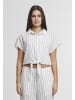 Urban Classics Urban Classics Ladies Structured Striped Tied Blouse in offwhite/black