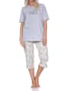 NORMANN Schlafanzug Capri kurzarm paisleyprint Übergrößen in grau-mel.