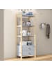 ABRIHOME Standregal in Blau Natur mit 2 Schubladen 4 Ebenen 70x44x180 cm