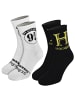 Harry Potter 2er Pack Harry Potter Socken Hogwarts Crew Strümpfe in schwarz/weiß
