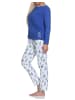 NORMANN Schlafanzug Lang Oberteil uni Kaktus Hose allover - 78652 in blau