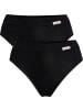 Con-ta Baumwolle, Feinripp Slip 2er-Pack in schwarz