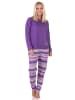 NORMANN Normann Damen langarm Schlafanzug Pyjama in wunderschöner Optik - 88773 in lila