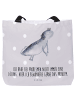 Mr. & Mrs. Panda Shopper Tasche Axolotl Schwimmen mit Spruch in Grau Pastell