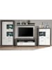 Furn.Design Wohnwand weiß Hochglanz, grau 4-teilig 370 cm, Wohnkombination mit viel Stauraum