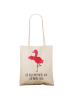 Mr. & Mrs. Panda Tasche Flamingo Yoga mit Spruch in Creme
