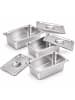 3 x Gastro-Behälter "GN 1/4" in Silber - (B)26,5 x (H)10 x (T)16,2 cm