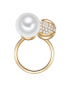 Lulu & Jane Perlen-Ring Messing Glas Muschelkernperle in gelbgold